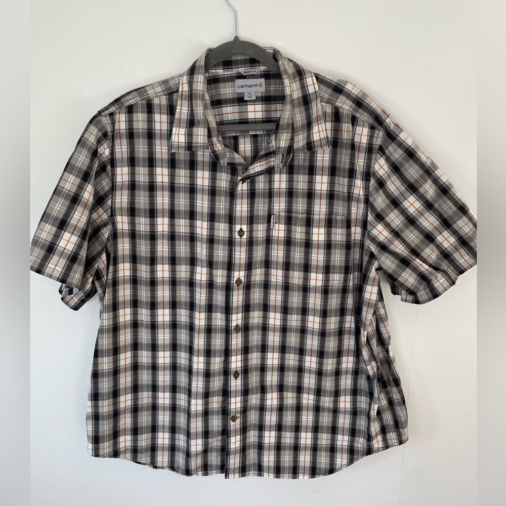 CARHARTT Plaid Short Sleeve Button Up relaxed fit size 2XL